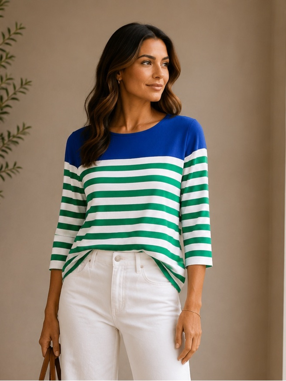 J. Crew Blue‎ Green White Striped Top Blouse size 00